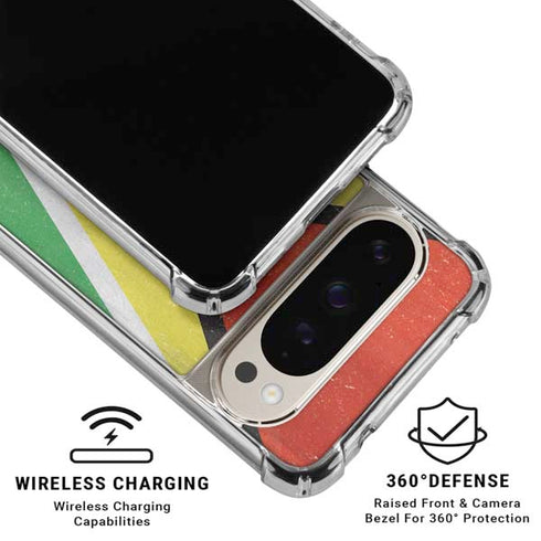 Guyana Flag Distressed Pixel 9 Pro XL Clear Case